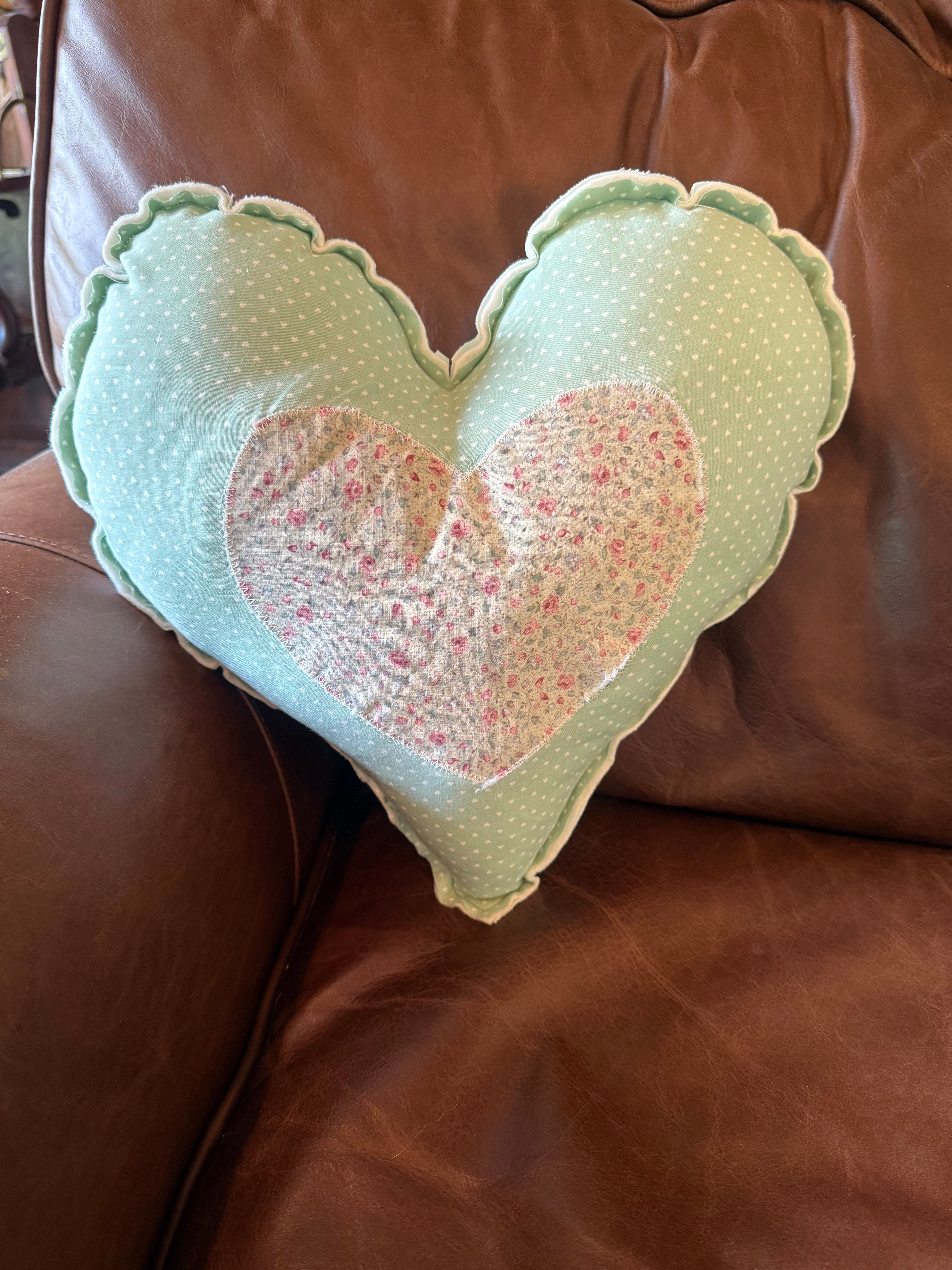 Vintage Quilted Heart Accent Pillow - #02