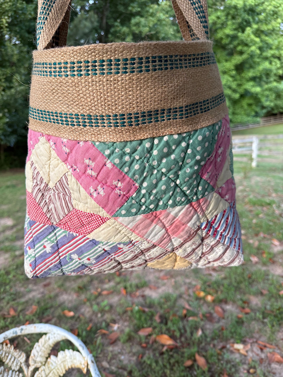 Thumbnail: Vintage Quilted Bucket Bag - Green