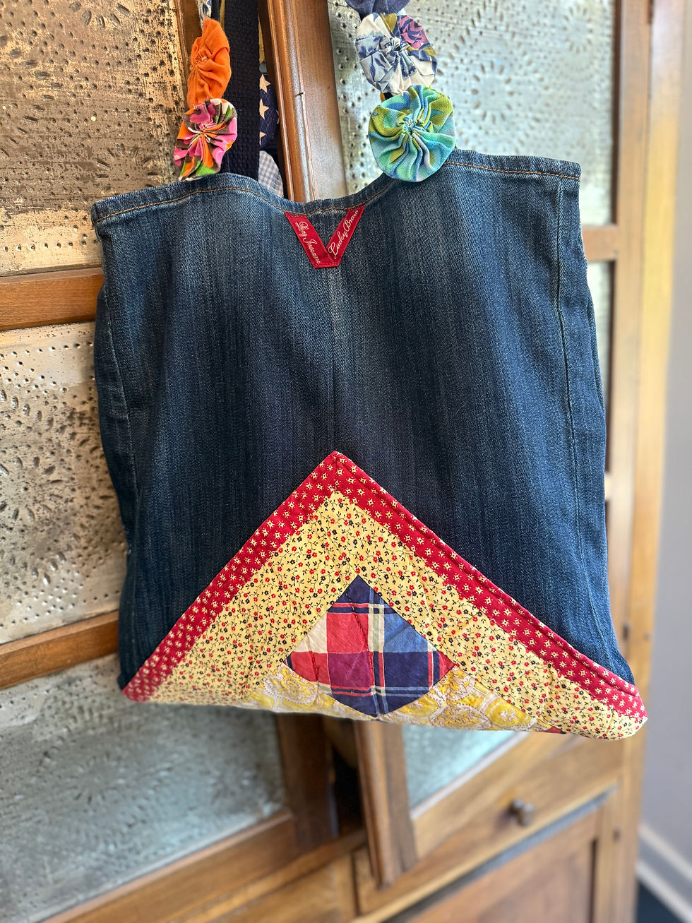Thumbnail: Vintage Lucky Brand Denim & Quilt Tote Bag