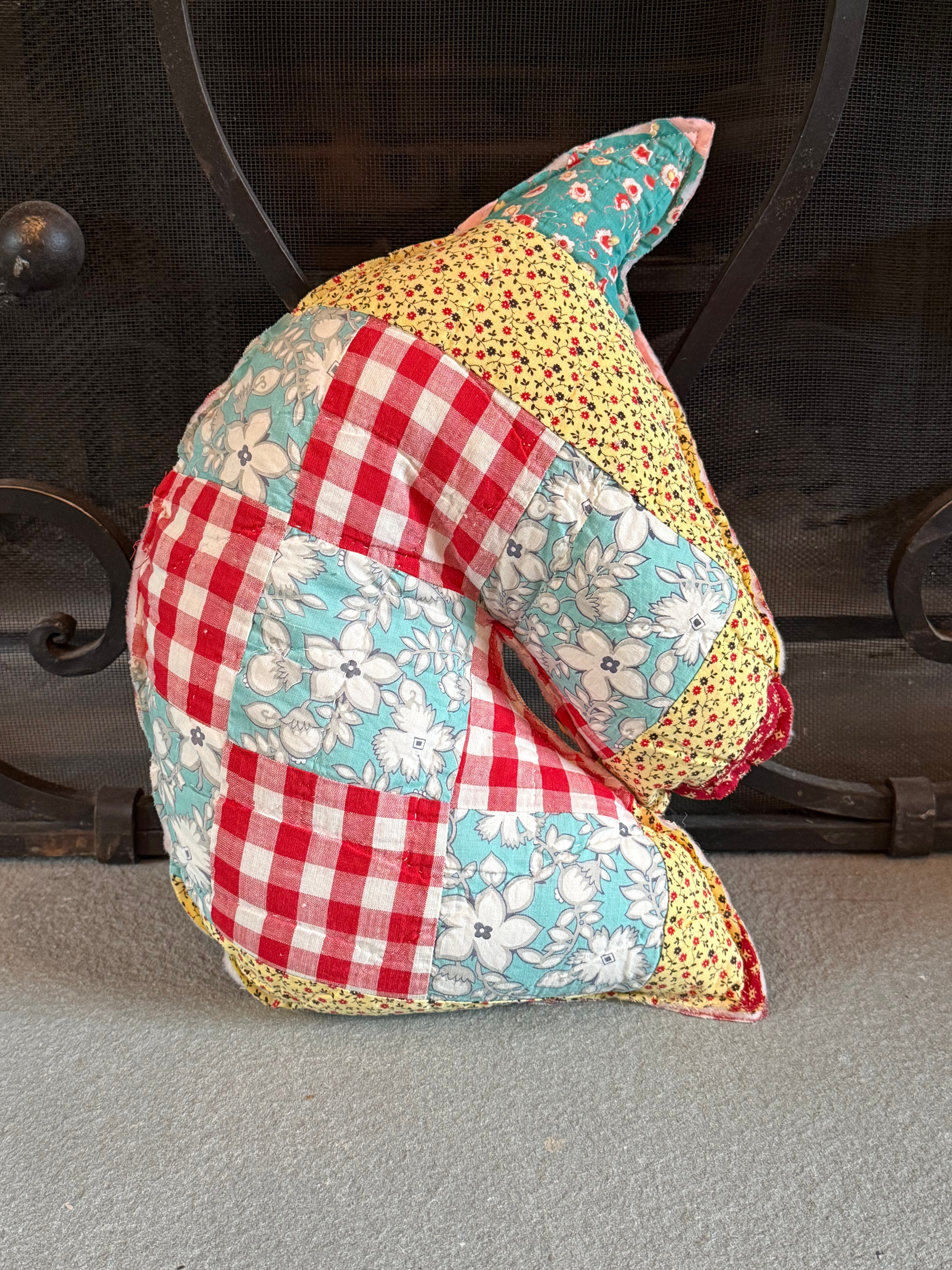 Vintage Quilted Horse Accent Pillow - Red