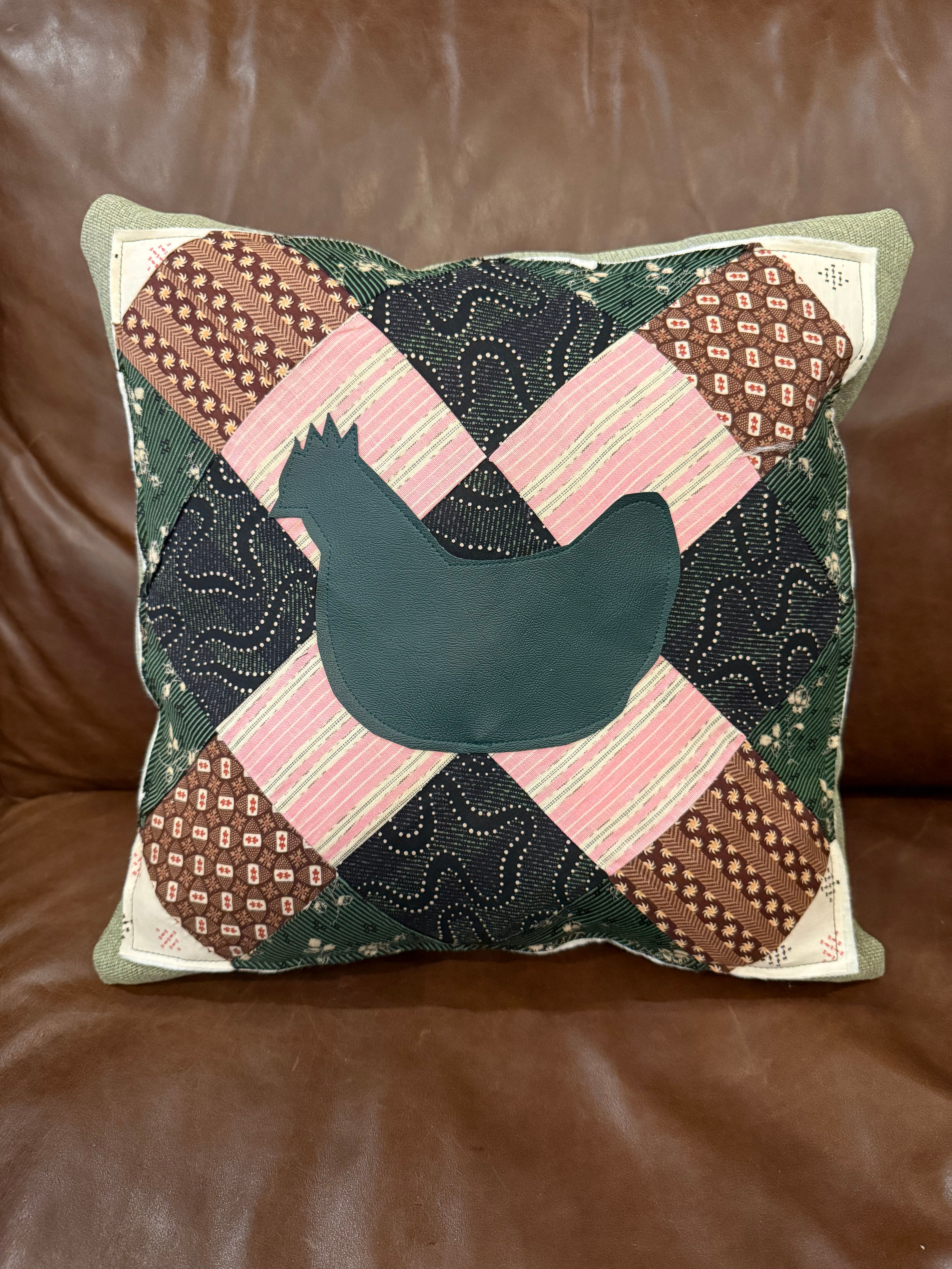 Antique Chicken Quilt Accent Pillow