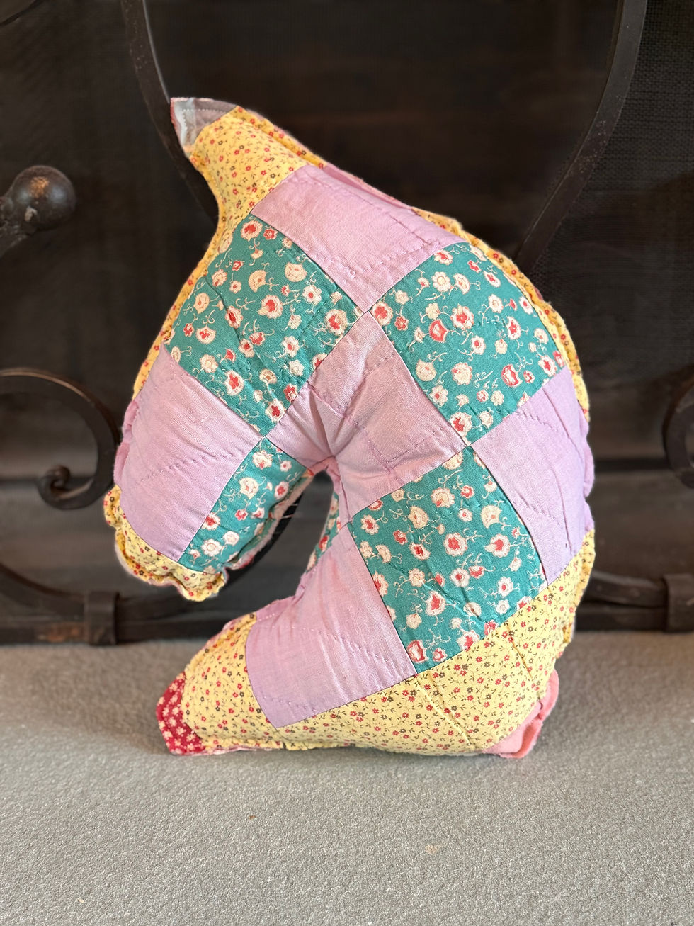 Thumbnail: Vintage Quilted Horse Accent Pillow - Teal