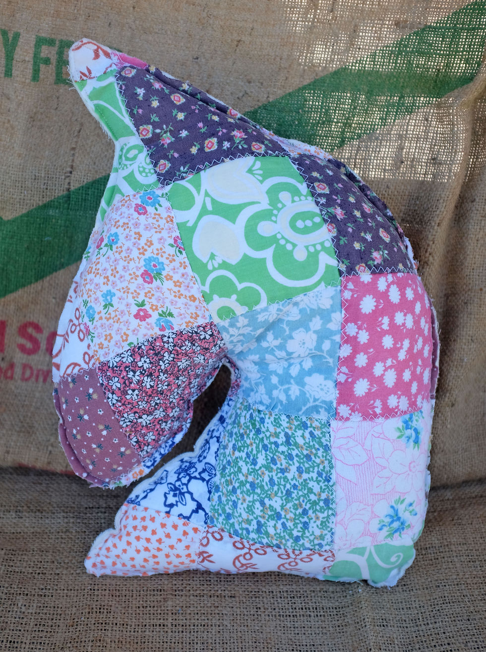 Thumbnail: Vintage Large Square Quilt Horse Accent Pillow