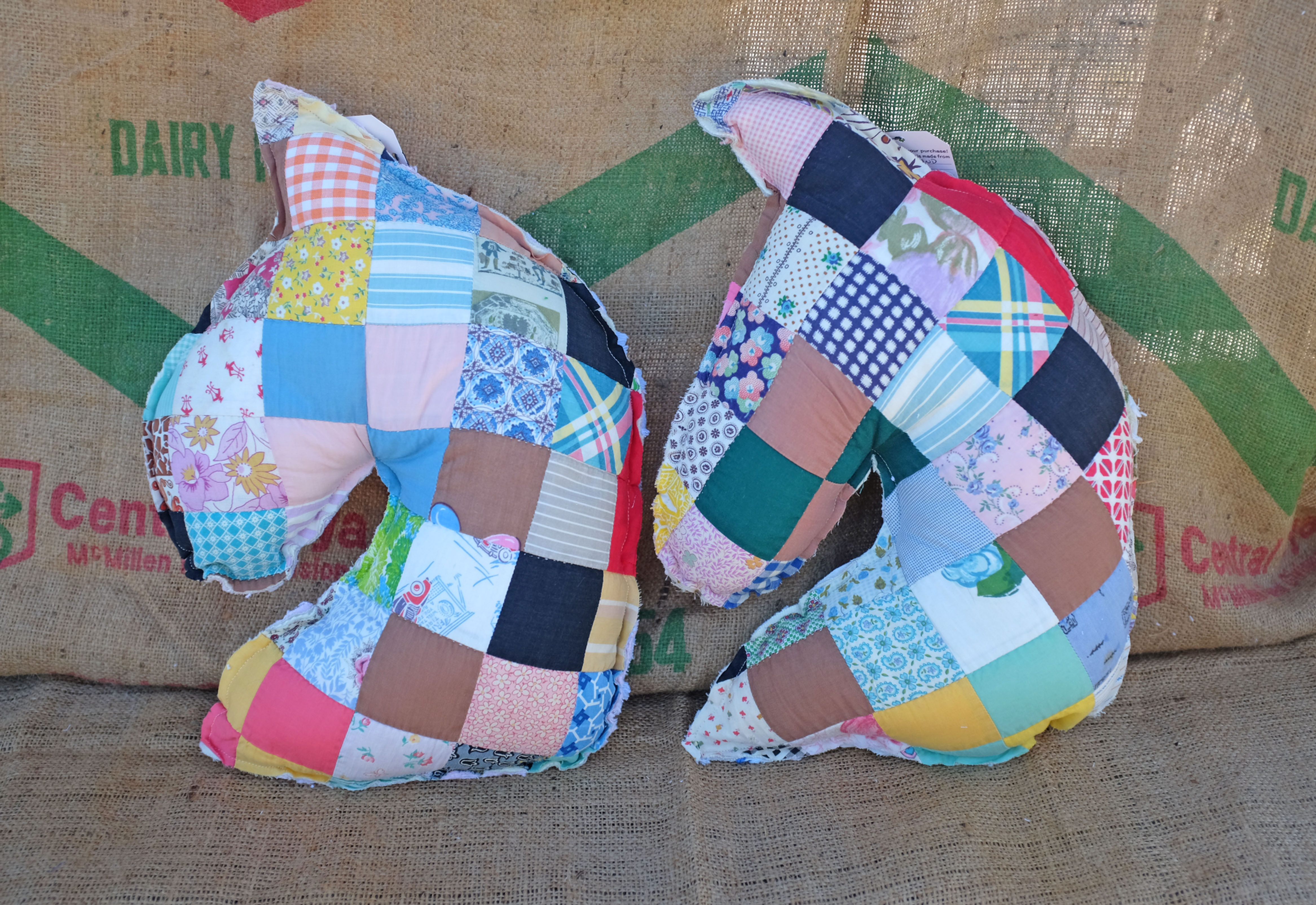 Vintage Patchwork Quilt Horse Accent Pillow