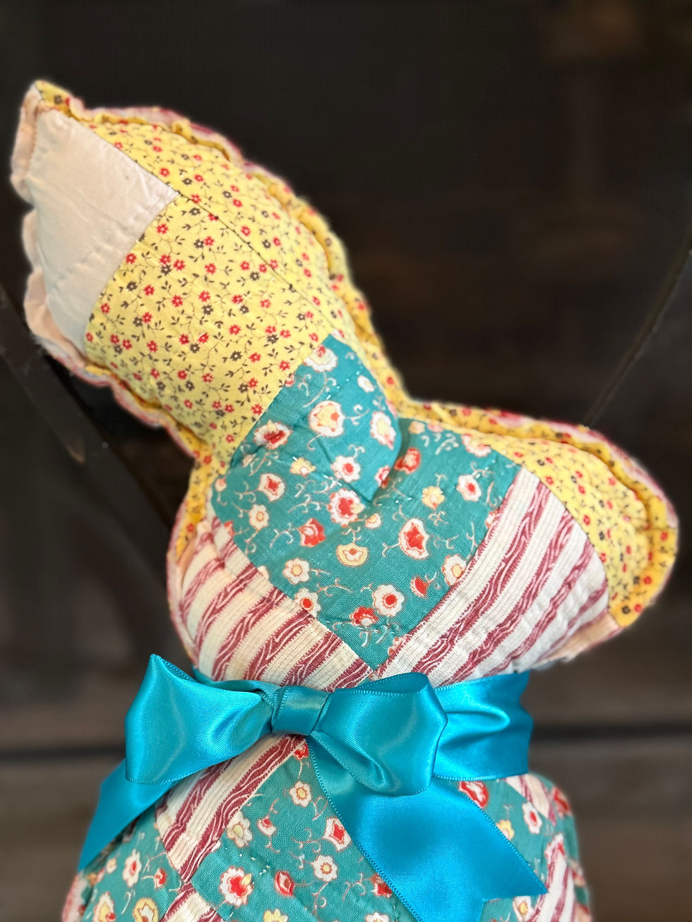 Thumbnail: Vintage Quilted Bunny Accent Pillow - Teal