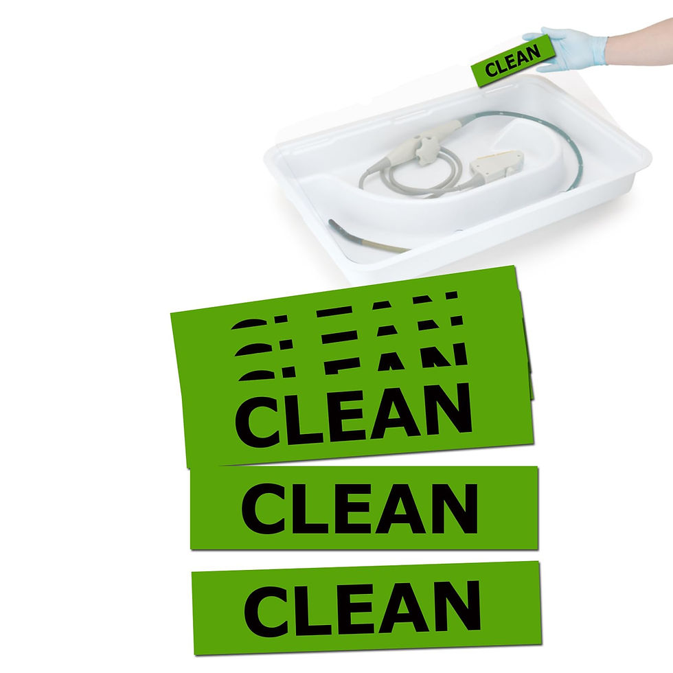 Ultrasound Probe Transport Tray Labels, Clearly Identify, Clean", 10 PCS