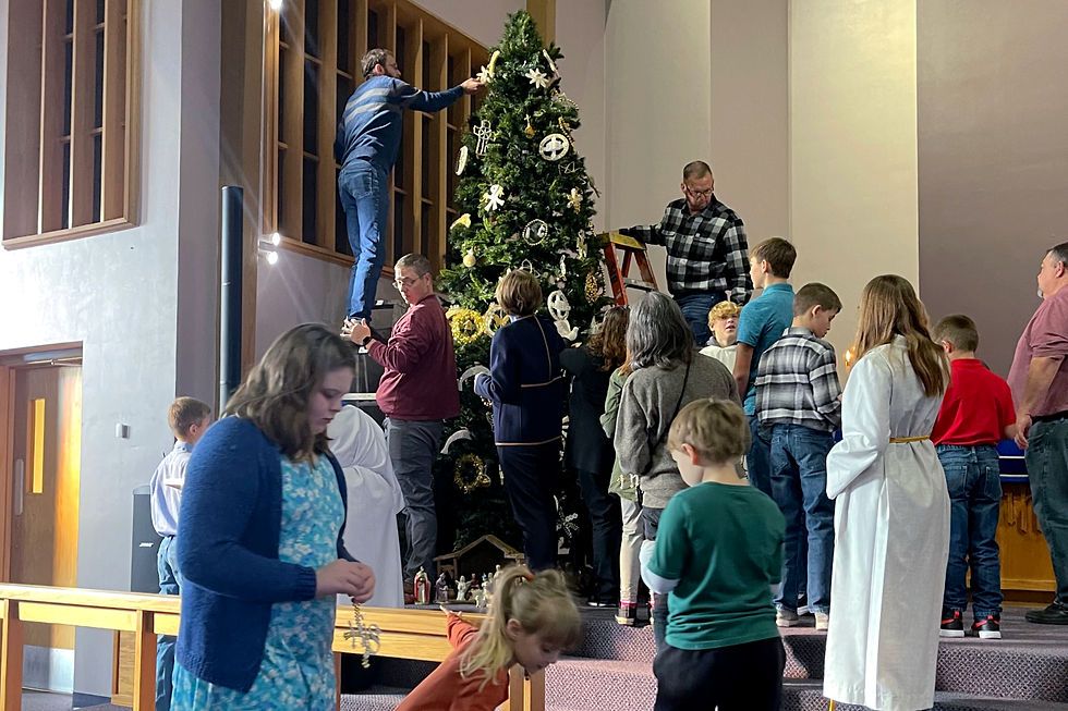 Hanging of the greens during worship service at Bethesda Lutheran Church in Jewell, Iowa
