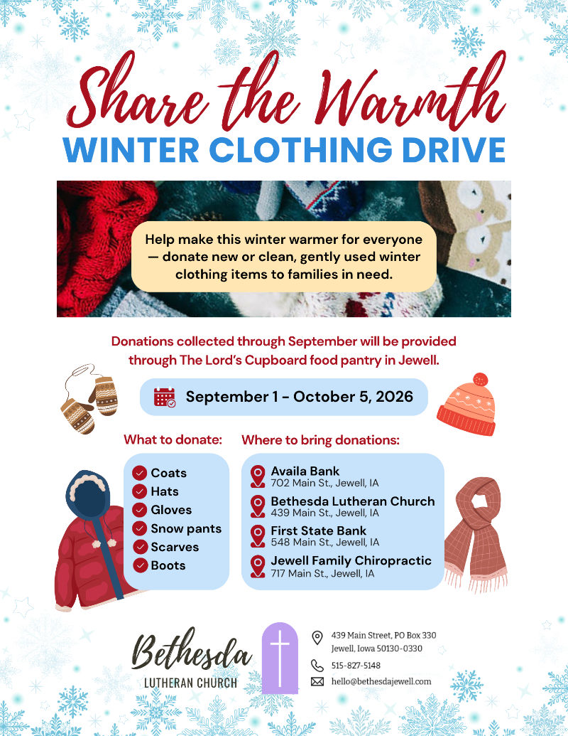 Winter clothing drive September 2026 for South Hamilton community families in need