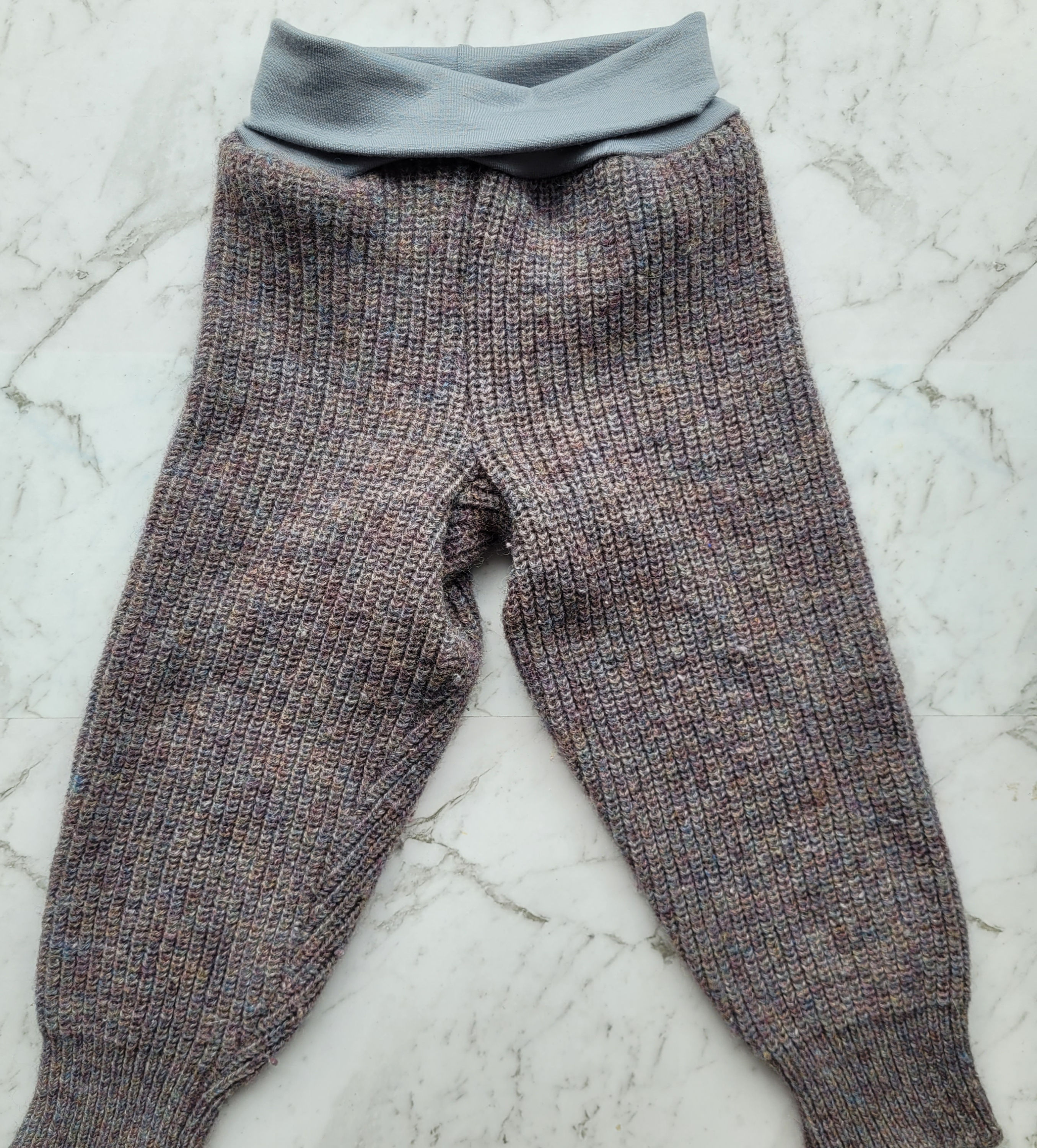 Wool Longies - Grey Knit - 3 T