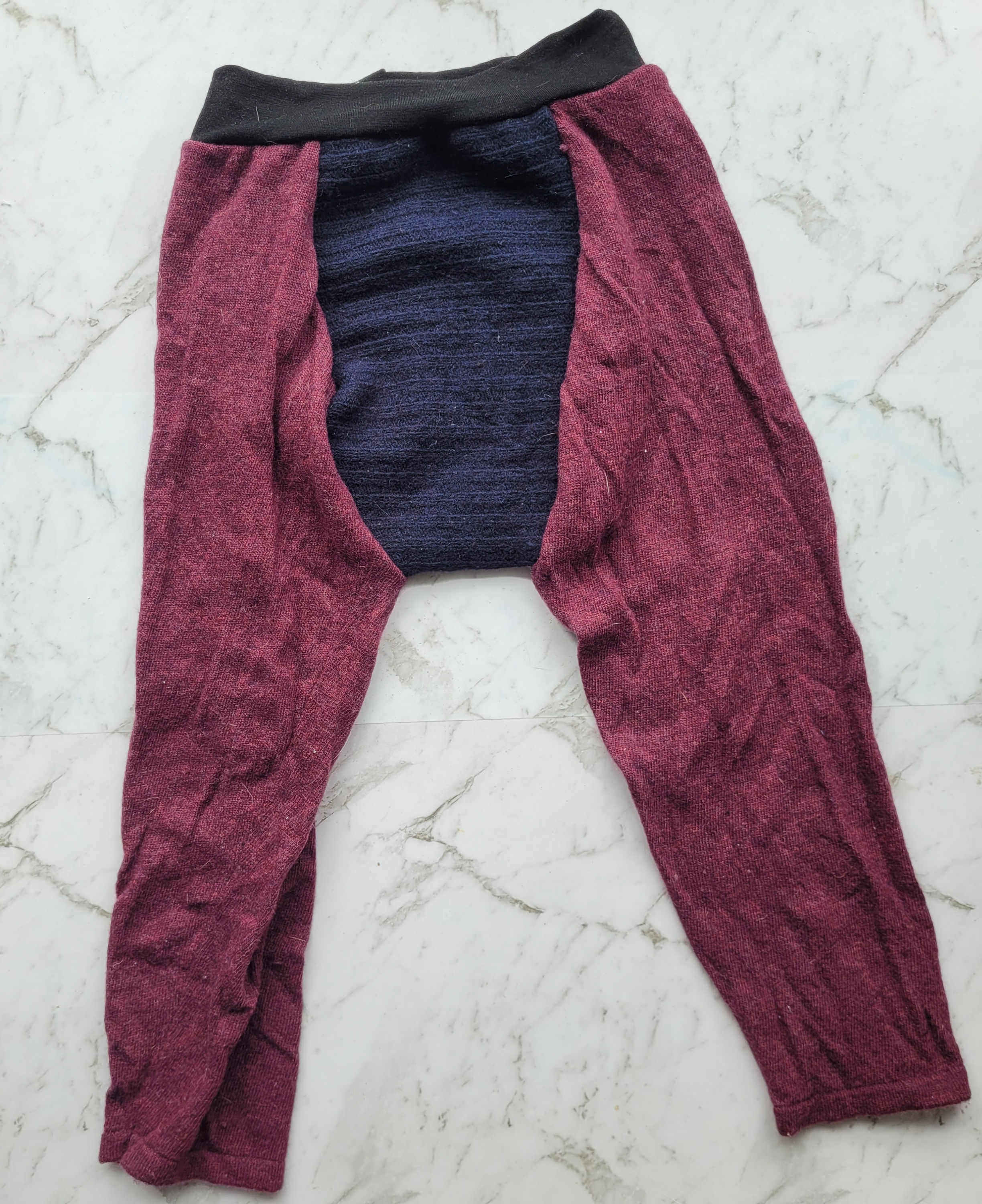 Wool Longies - Burgandy - 3 T