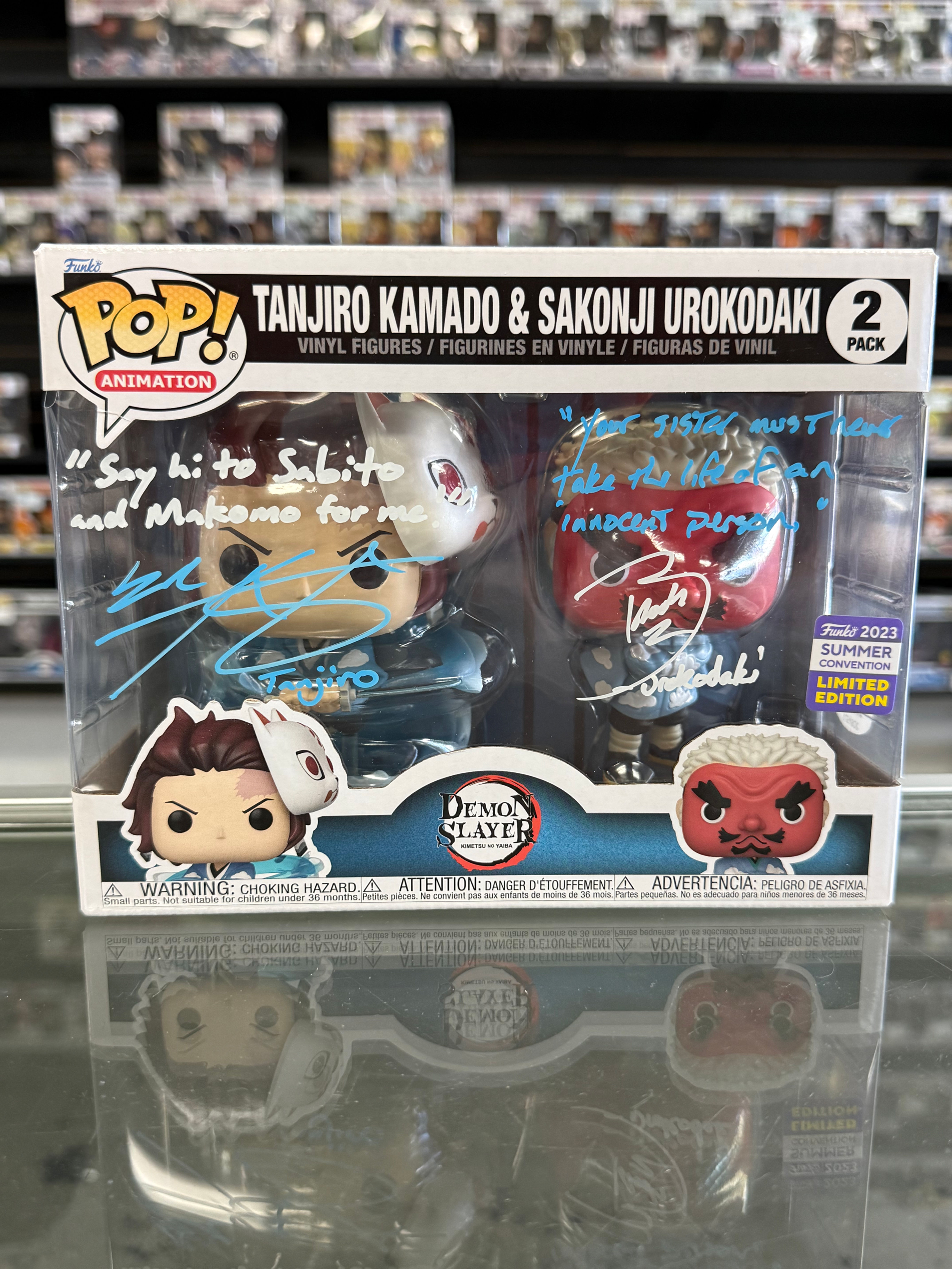 Tanjiro Kamado & Sakonji Urokodaki 2 Pack Demon Slayer Funko Duo Signed w/COA