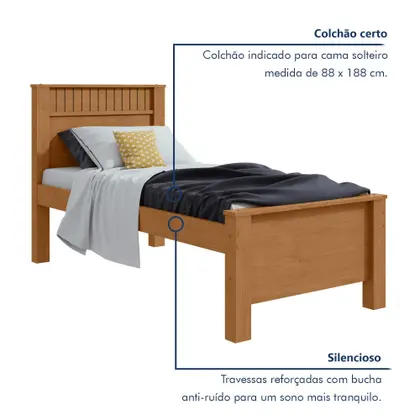 Miniatura: Cama Solteiro Athenas Plus S/ Auxiliar Amendoa/Off White Lopas
