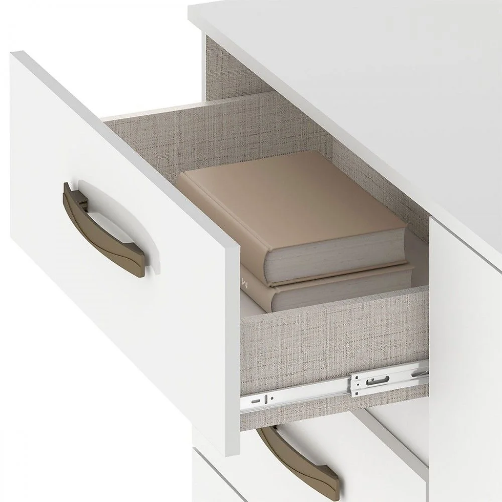 Miniatura: Cômoda Abrir Leme 4 Gravetas 1 Porta Branco - Fellicci