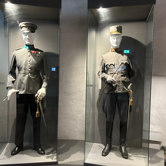 Soldier uniforms on display at the Museum in the Hohensalzburg Castle in Salzburg