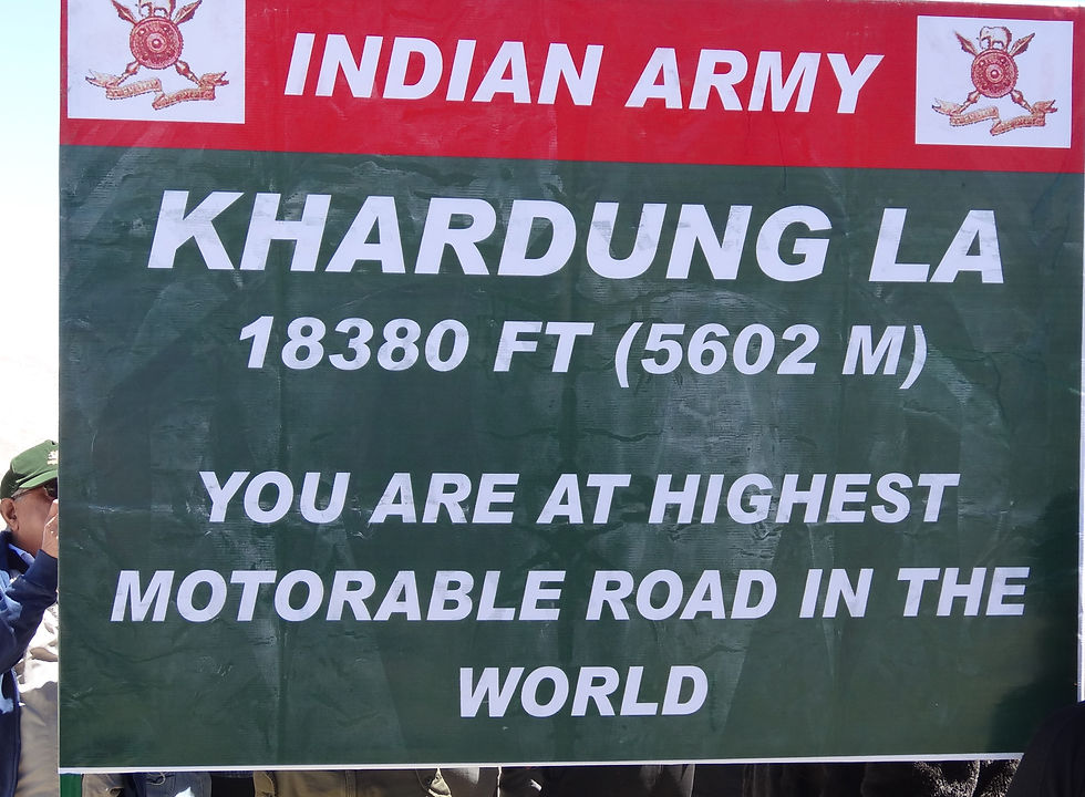 Placard of Indian Army at Khardung La in Leh