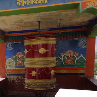 Giant drum roll at Thikse Gompa in Leh