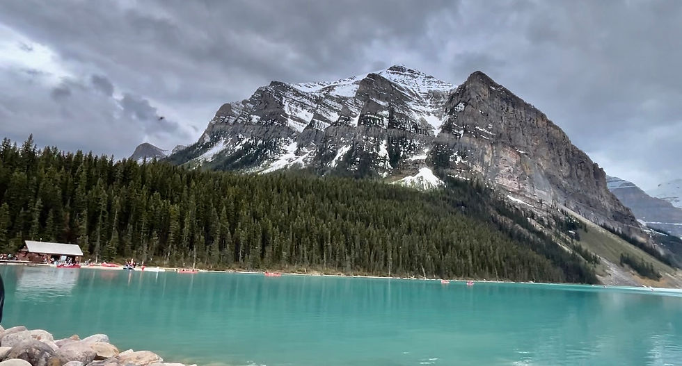 Deep blue turquoise water of Lake Louise