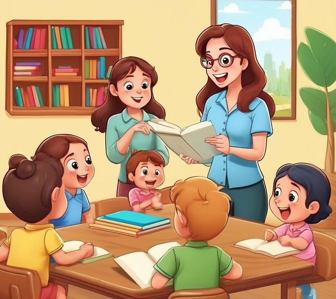 a beautiful picture of a cartoon teachin