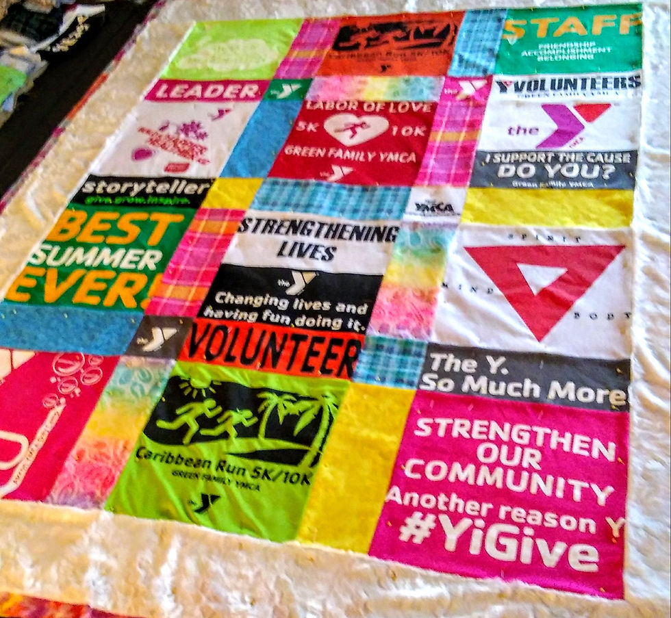 Thumbnail: Lap Throw T-Shirt Memory Quilt with borders & blocks