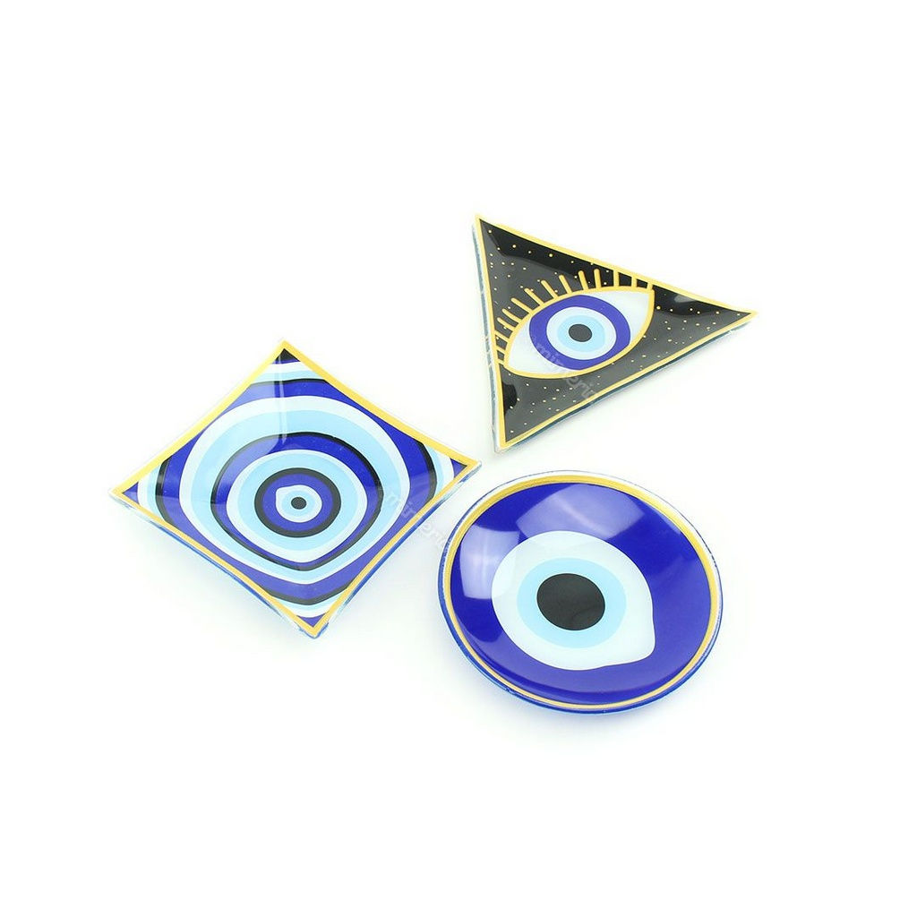 Conj. 03 Ornamentos De Vidro Biju - Olho Grego 17259
