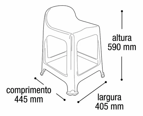 Miniatura: Banqueta com Encosto Preta Arqplast