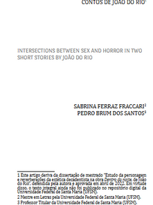 Intersecções entre sexo e horror em dois contos de João do Rio
