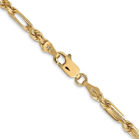 Thumbnail: 14k Yellow Gold Diamond Cut Rope Chain