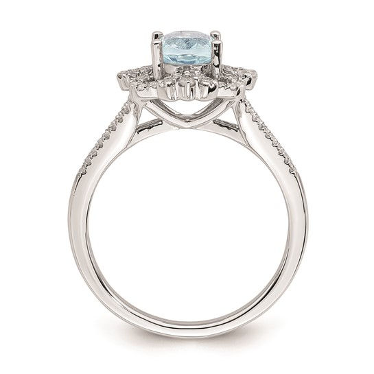 Thumbnail: 14k White Gold Halo Cut Aquamarine Ring