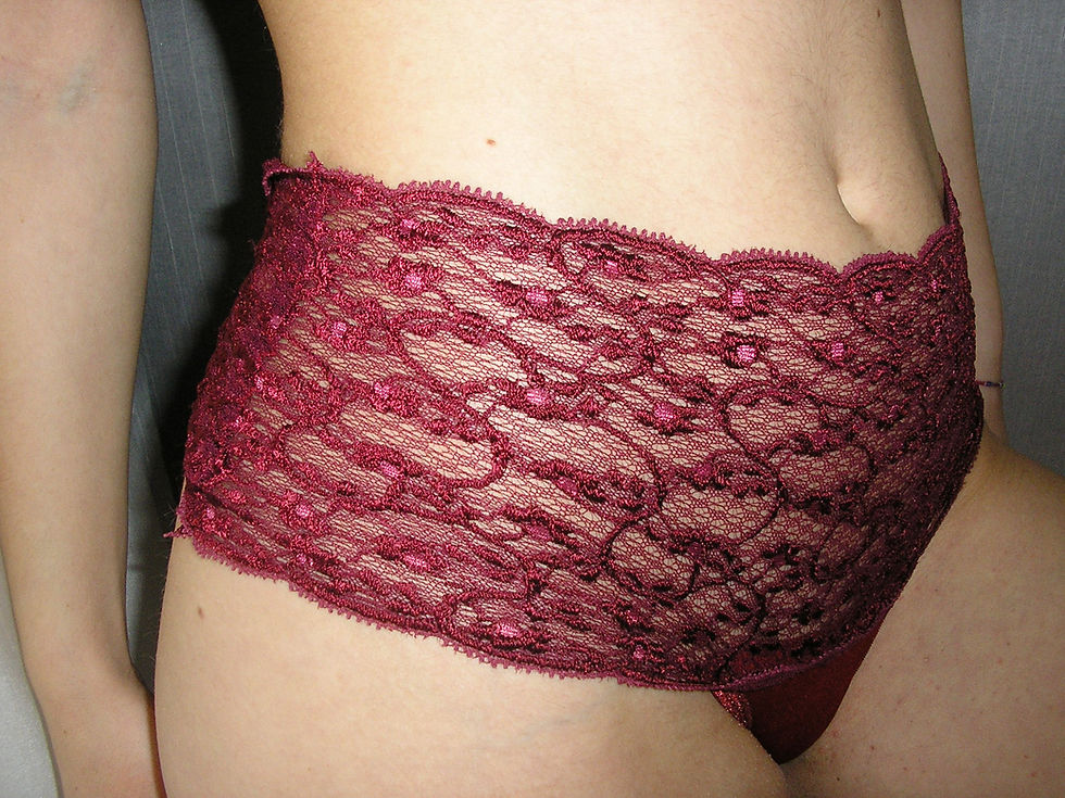 Miniatura: Red Cheeky Culotte a vita alta rosso in pizzo 