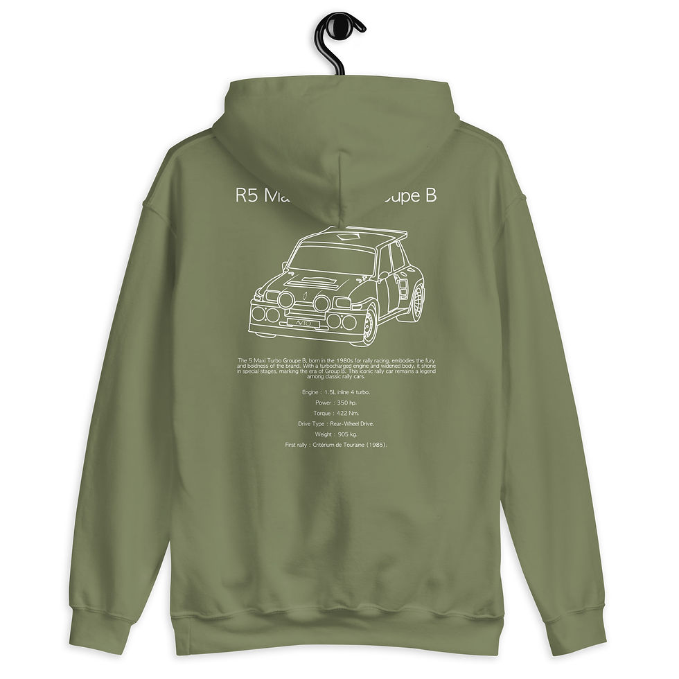 Miniature : Sweat capuche renault 5 turbo blanc et vert vue de dos