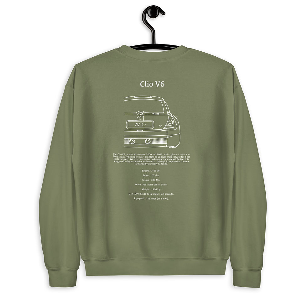 Miniature : sweatshirt renault clio v6 blanc et vert vue de dos