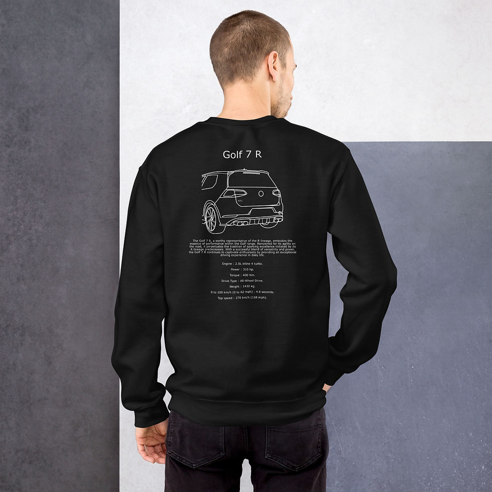 Miniature : Sweatshirt volkswagen golf 7R blanc et noir vue de dos porté