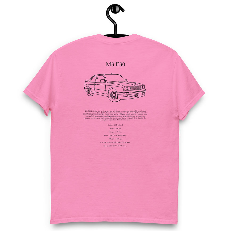 Miniature : Tshirt bmw m3 e30 noir et rose vue de dos