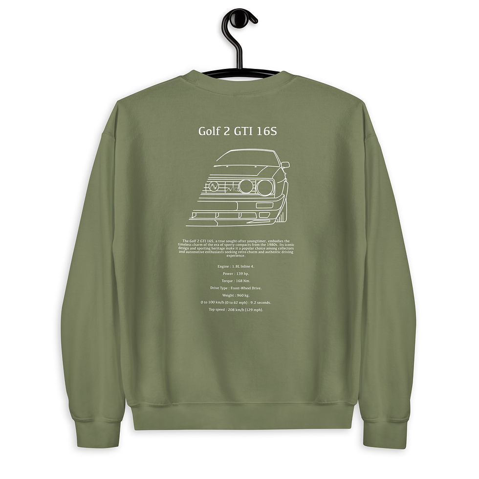 Miniature : sweatshirt volkswagen golf 2 gti blanc et vert vue de dos