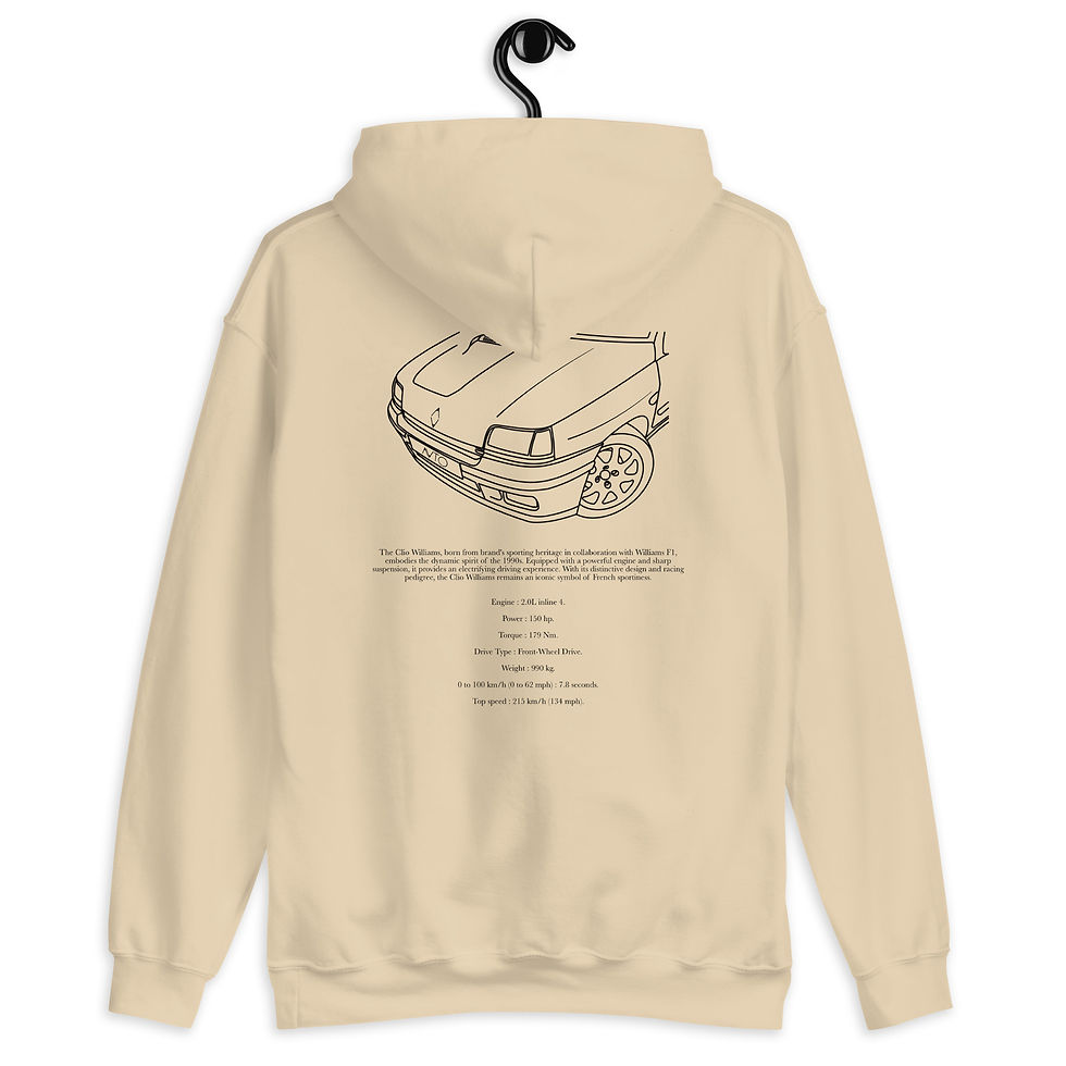 Miniature : Sweat capuche renault clio williams noir et beige vue de dos