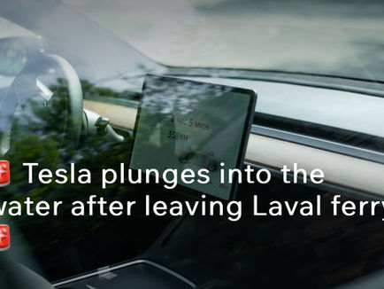 🚨 Tesla plunges into the water after leaving Laval ferry 🚨