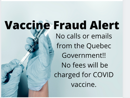 Beware of vaccine fraud : no emails or fees for COVID vaccine