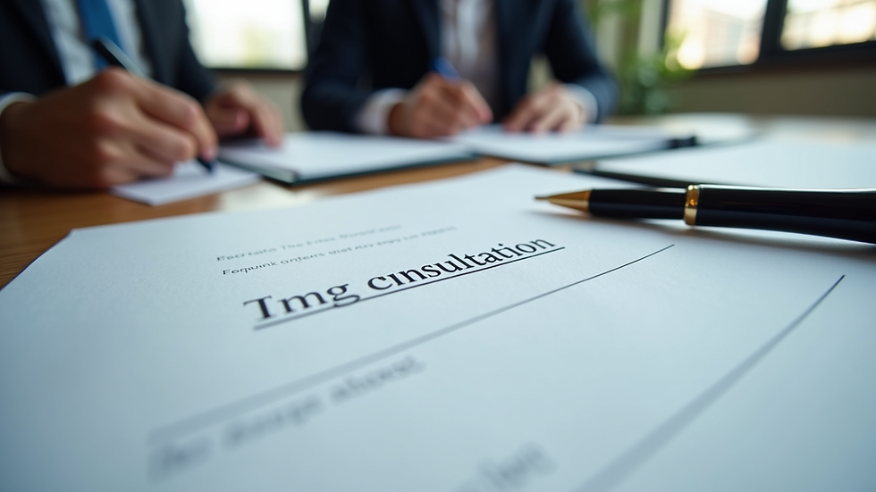 Close-up view of legal consultation documents on a table