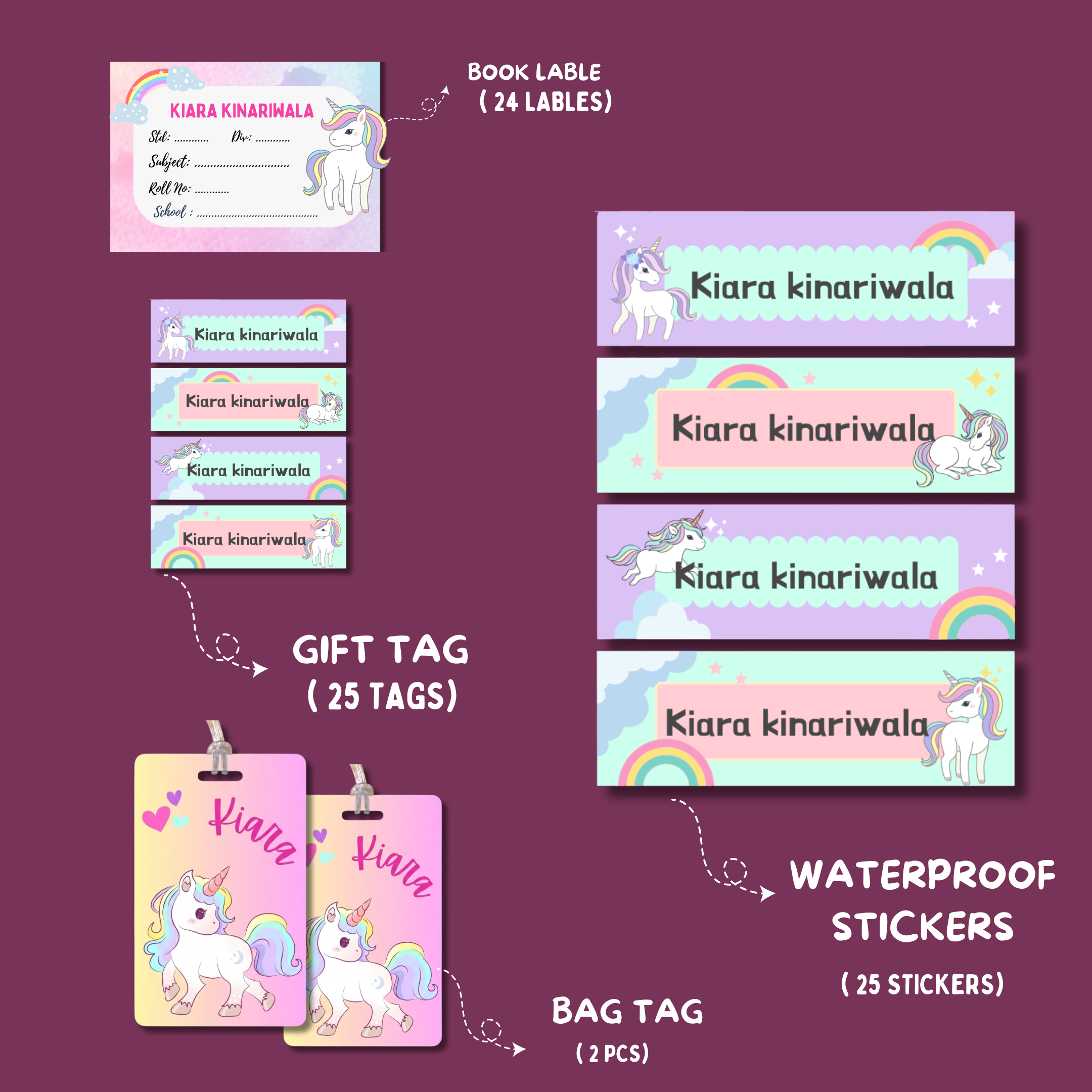 PERSONLISED BACK TO SCHOOL COMBO - UNICORN