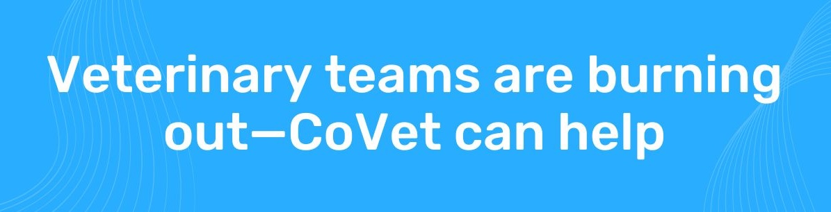 CTA that says: "Veterinary teams are burning out - CoVet can help"