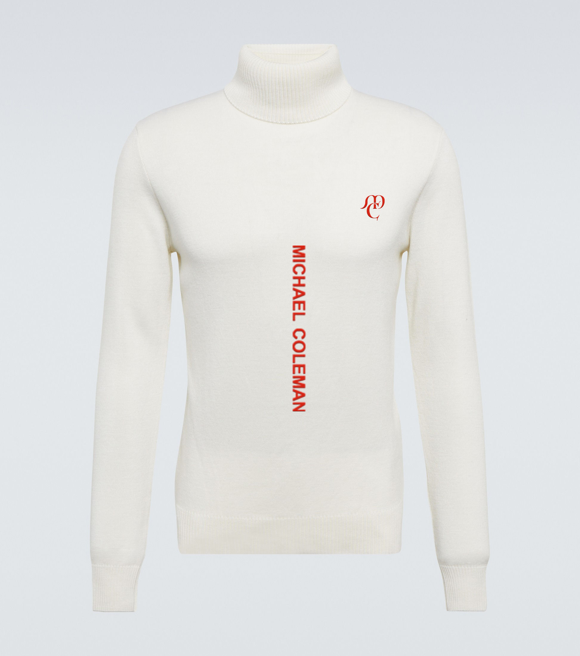 (MC) Premium Turtle Neck Sweater Cream with Tan Logo