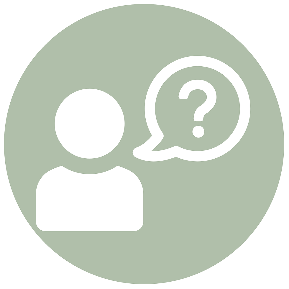 White person icon with a question-mark speech bubble on a pale green circle, suggesting help or unknown identity