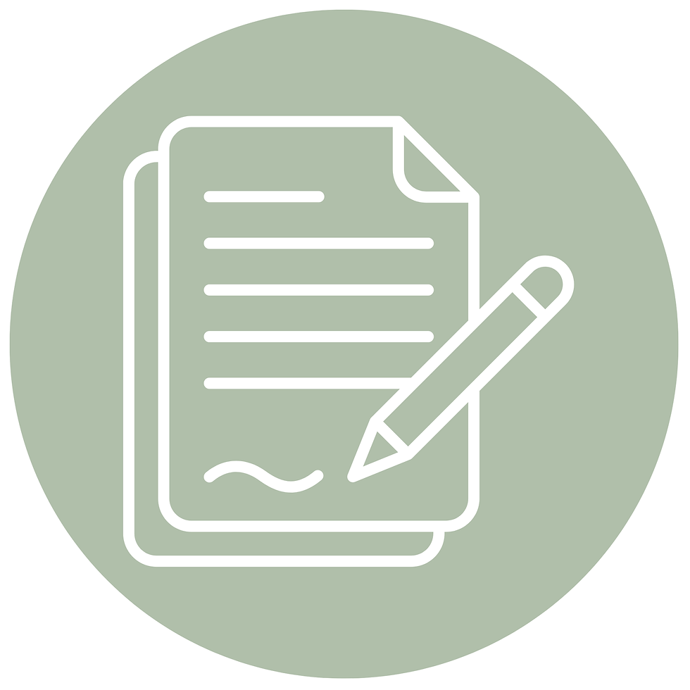 White document and pencil icon on a pale green circle, suggesting editing or writing.