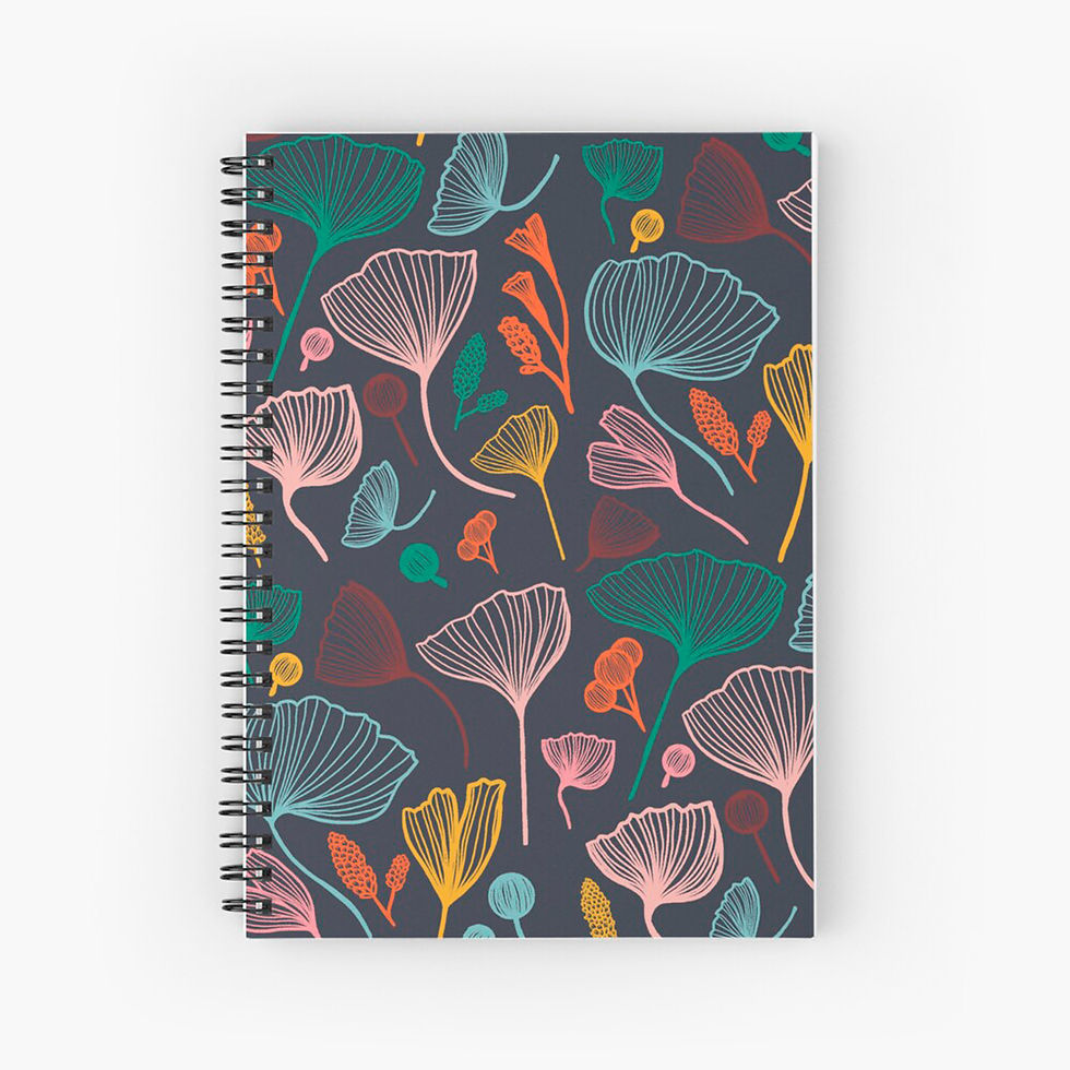 Navy Ginkgo Spiral Notebook