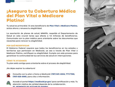 ¡Asegura tu cobertura médica del plan vital o medicare platino!