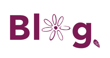 Palavra 'blog' escrita de forma estilizada, com a letra 'o' substituída por uma flor