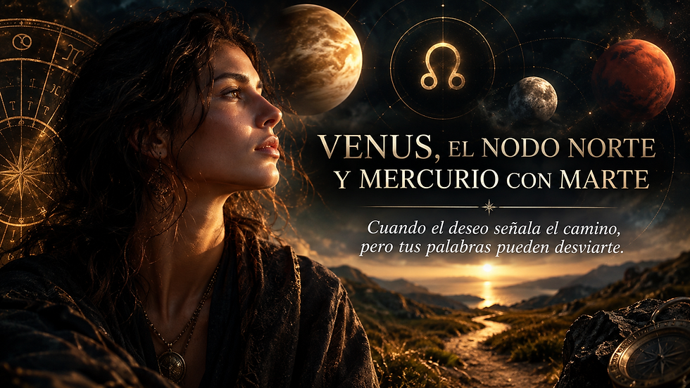 VENUS, EL NODO NORTE Y MERCURIO CON MARTE: cuando el deseo señala el camino, pero tus palabras pueden desviarte