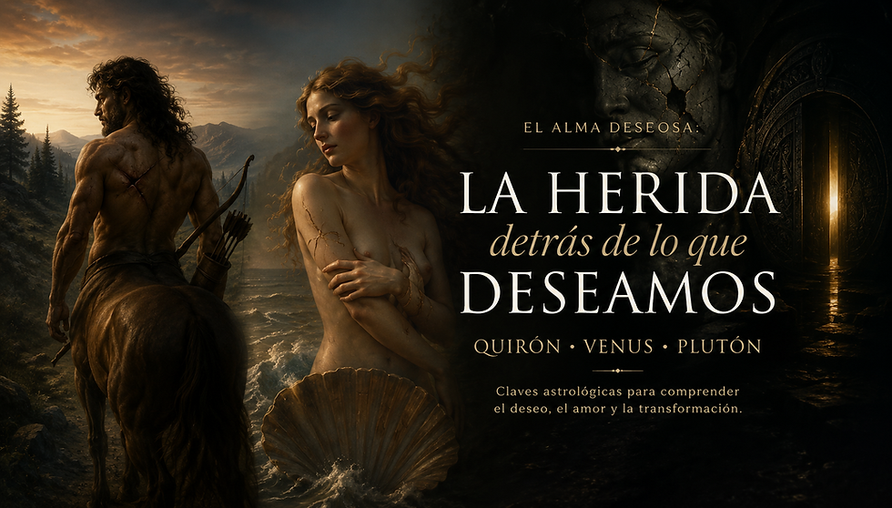 A veces no deseamos solamente aquello que amamos. También podemos desear desde una herida. Quirón, Venus y Plutón nos llevan a revisar valor, deseo, poder, dinero y vínculos.