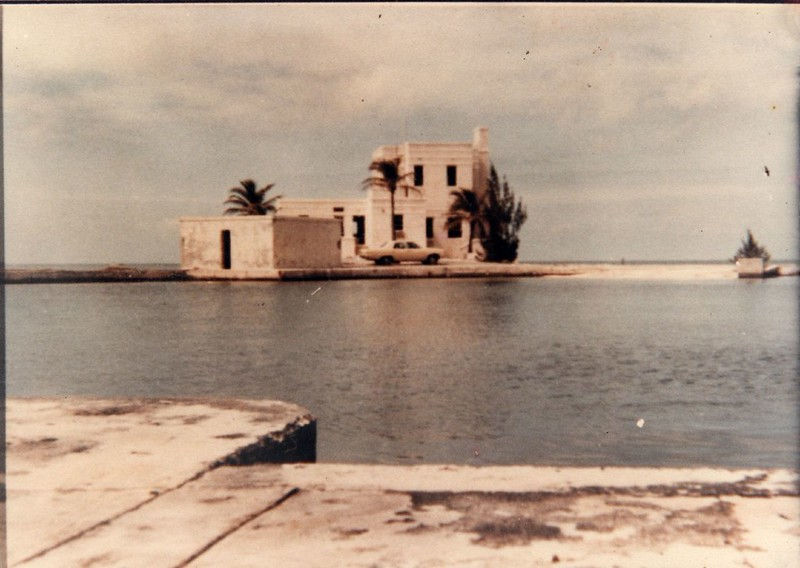 A building on the far side of a body of water