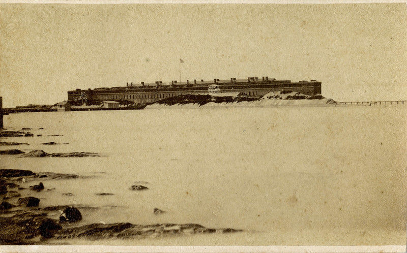 A brick fort on the edge of the water